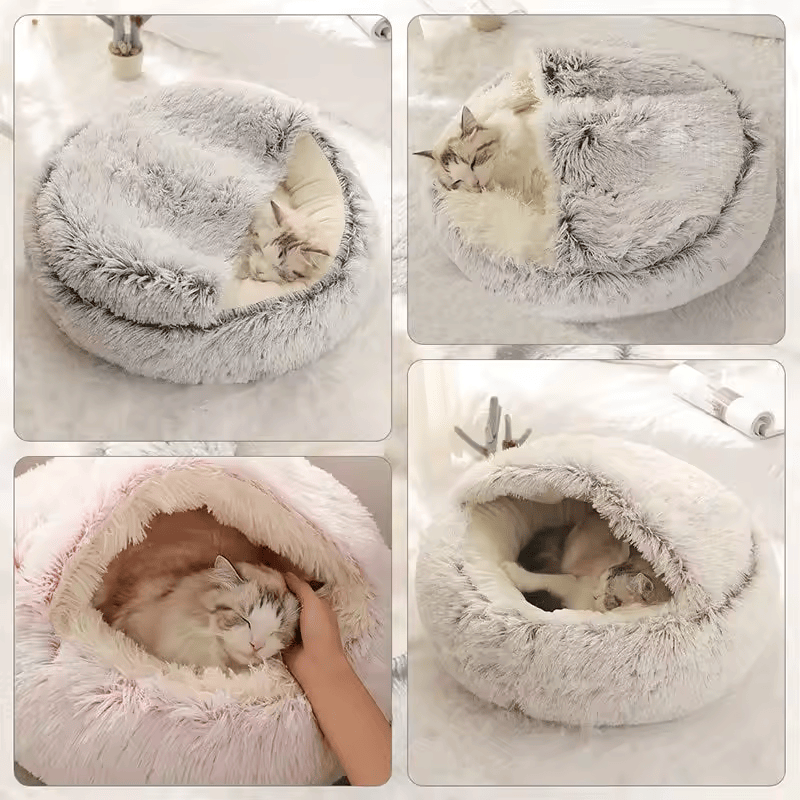 Cat bed™Plush pet bed with round cover