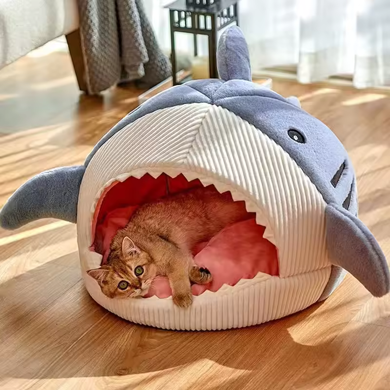 Cozy Pet House Bed™Shark-shaped soft